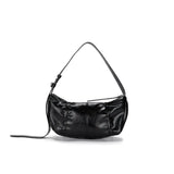 MATIN KIM 2607 HALF SHIRRING RIBBON ROUND BAG IN BLACK