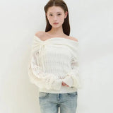 ILLIGO 2610 PUNCHING LOOSE OFF SHOULDER KNIT IVORY