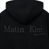 MATIN KIM 2606 BACK LOGO ESSENTIAL HOODY ZIP UP IN BLACK