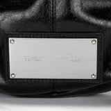 MATIN KIM 2607 HALF SHIRRING RIBBON ROUND BAG IN BLACK