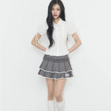 ILLIGO 2610 DOLLY PLEATED MINI SKIRT CHARCOAL
