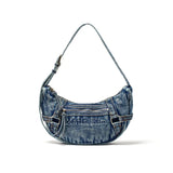 MATIN KIM 2607 MATIN WASHED DENIM MINI HOBO BAG IN BLUE