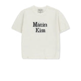 MATIN KIM 2607 HALF SLEEVE LOGO PULLOVER FOR WOMEN IN WHITE