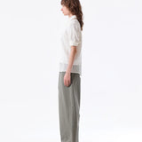 MATIN KIM 2607 HALF SLEEVE LOGO PULLOVER FOR WOMEN IN WHITE