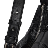 MATIN KIM 2607 HALF SHIRRING RIBBON ROUND BAG IN BLACK