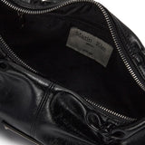 MATIN KIM 2607 HALF SHIRRING RIBBON ROUND BAG IN BLACK