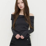 ILLIGO 2610 BOW OFF SHOULDER LONG SLEEVE BLACK