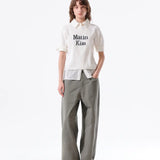 MATIN KIM 2607 HALF SLEEVE LOGO PULLOVER FOR WOMEN IN WHITE