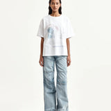 MATIN KIM 2606 GRAFFITI ARTWORK TOP IN WHITE