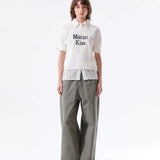 MATIN KIM 2607 HALF SLEEVE LOGO PULLOVER FOR WOMEN IN WHITE