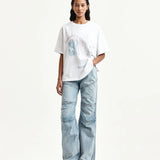 MATIN KIM 2606 GRAFFITI ARTWORK TOP IN WHITE