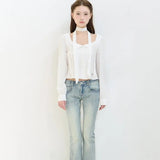 ILLIGO 2610 PINTUCK FLARE BLOUSE WHITE