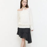 ILLIGO 2610 SHEER STRAP LONG SLEEVE WHITE