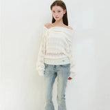 ILLIGO 2610 PUNCHING LOOSE OFF SHOULDER KNIT IVORY