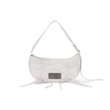 MATIN KIM 2607 HALF SHIRRING RIBBON ROUND BAG IN IVORY