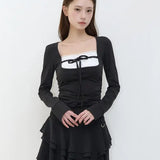 ILLIGO 2610 ROSY SQUARE-NECK TOP BLACK