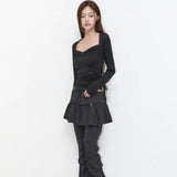 ILLIGO 2610 BOLERO SHIRRING TOP TEE BLACK