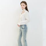 ILLIGO 2610 PINTUCK FLARE BLOUSE WHITE