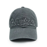 MATIN KIM 2606 ROUGH CUT APPLIQUE BALL CAP IN GREY