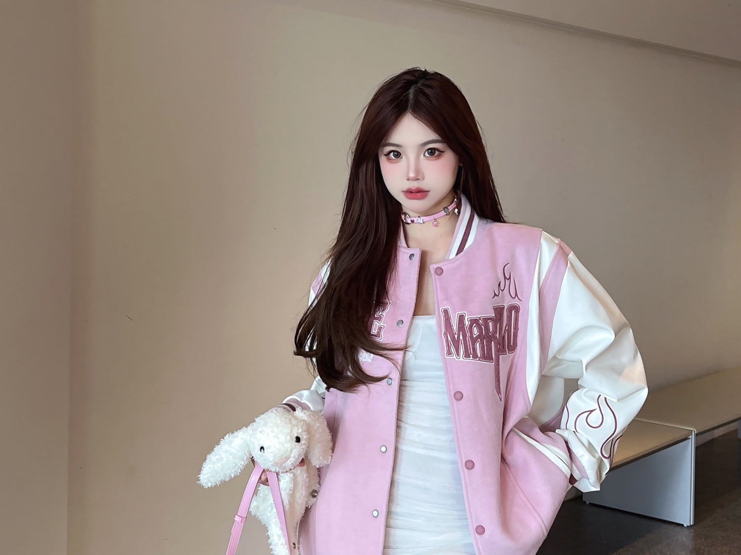 13DE Marzo Pink Flame Baseball Jacket Coat