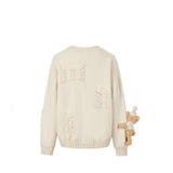 13DE MARZO | SS2308 Letter Weave Knit Cardigan Beige