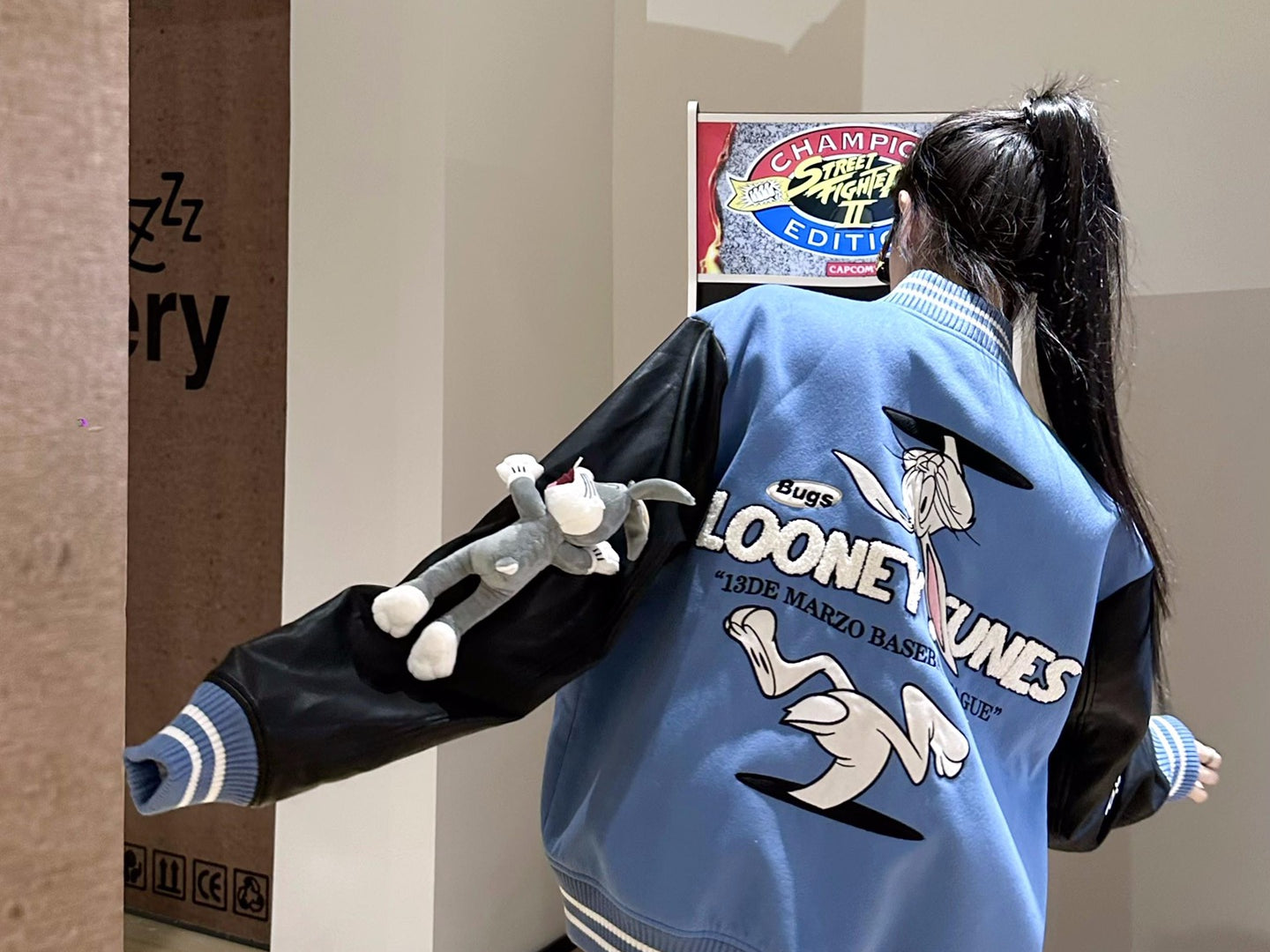 13DE MARZO x LOONEY TUNES Bugs Bunny Baseball Jacket Vapor Gray – Fixxshop