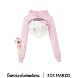 13DE MARZO | SS2309 Hello Kitty Bear Sports Hoodie Pink