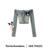 13DE MARZO | SS2309 Kuromi Bear Off Shoulder Top Blue