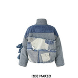 13DE MARZO | SS2310 Denim Patch Pockets Down Jacket Washed Blue