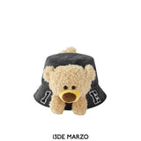 13DE MARZO | SS2401 Bear In Wormhole Denim Bucket Hat Black