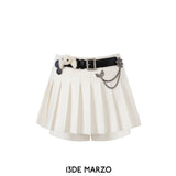 13DE MARZO | SS2402 Badge Punk Knit Skirt White