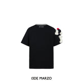 13DE MARZO | SS2402 Badge Knit Neck T-shirt Black