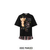 13DE MARZO | SS2403 Doozoo Slang Skirt T-shirt Black