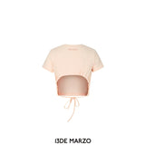 13DE MARZO | SS2404 Rhinestone Heart Logo Tee Pink