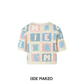 13DE MARZO | SS2404 Colorful Hollowed Logo Knit Sweater White