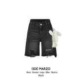 13DE MARZO | 2406 Bear Denim Logo Bike Shorts Black