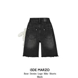 13DE MARZO | 2406 Bear Denim Logo Bike Shorts Black