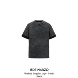 13DE MARZO | 2406 Washed Sequins Logo T-shirt Black