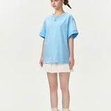 13DE MARZO | 2406 Washed Sequins Logo T-shirt Blue