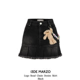 13DE MARZO | 2406 Logo Bead Chain Denim Skirt Black