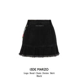 13DE MARZO | 2406 Logo Bead Chain Denim Skirt Black