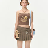 13DE MARZO | 2406 Doozoo Belt Skirt Brown