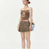 13DE MARZO | 2406 Doozoo Belt Skirt Brown