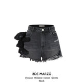 13DE MARZO | 2406 Doozoo Washed Denim Shorts Black