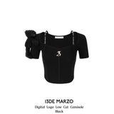 13DE MARZO | 2406 Digital Logo Low Cut Camisole Black