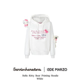 13DE MARZO | 2407 Hello Kitty Bear Printing Hoodie White