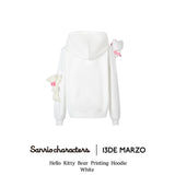 13DE MARZO | 2407 Hello Kitty Bear Printing Hoodie White