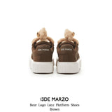 13DE MARZO | 2408 Bear Logo Lace Platform Shoes Brown