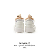 13DE MARZO | 2408 Bear Logo Lace Platform Shoes White