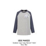 13DE MARZO | 2408 Gradient Logo Long Sleeved T-shirt Navy Blue